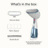 Conair Turbo ExtremeSteam Blue Professional Handheld Garment Steamer 1875W with Aluminum Steam Plate and Creaser