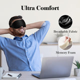 3D Contoured Sleep Mask with Memory Foam – 100% Light Blocking Comfortable Eye Mask for Travel, Meditation & Deep Sleep