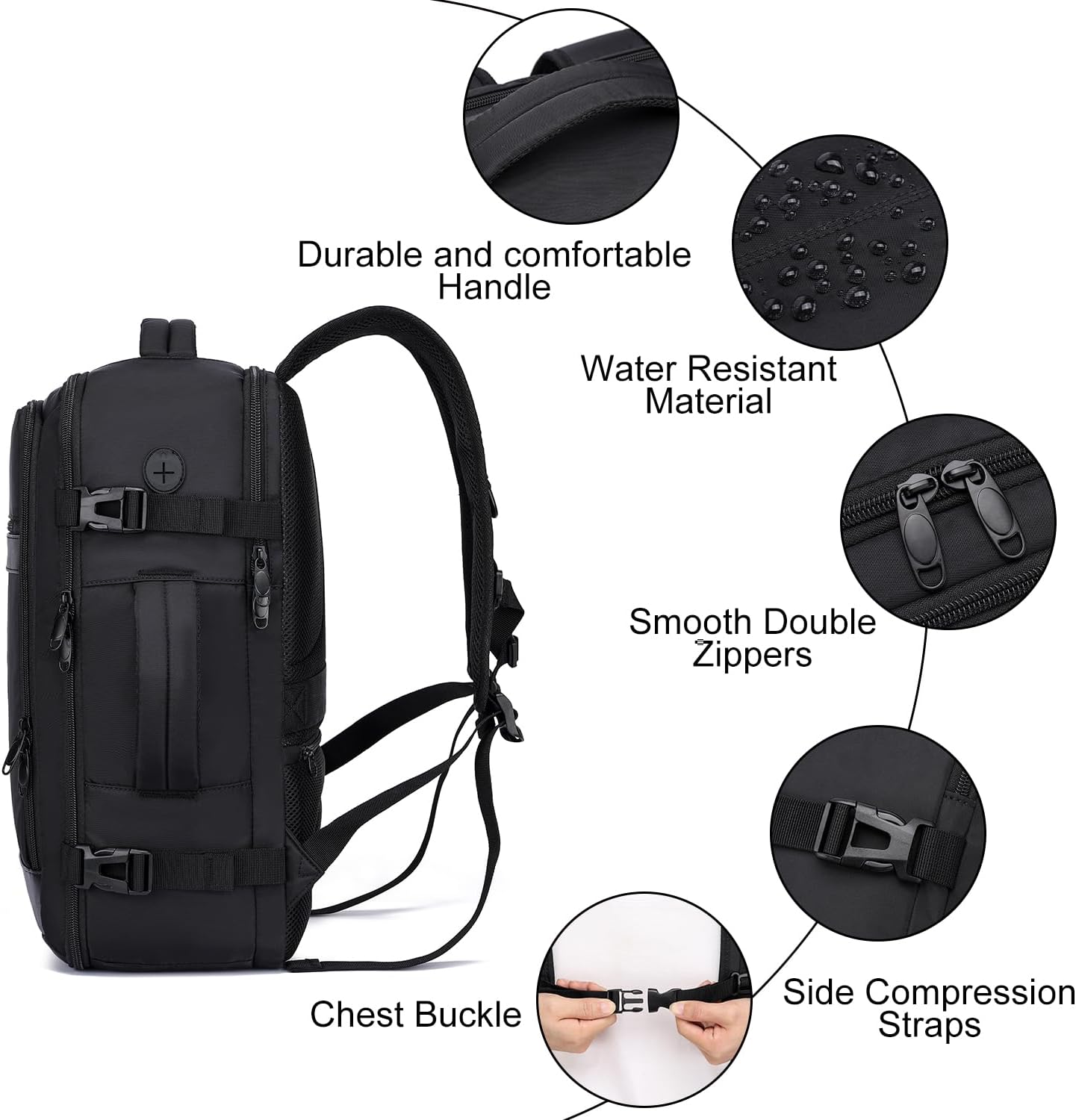 25L Airplane-Approved Travel Backpack with Shoe Pouch & 15.6-Inch Laptop Compartment