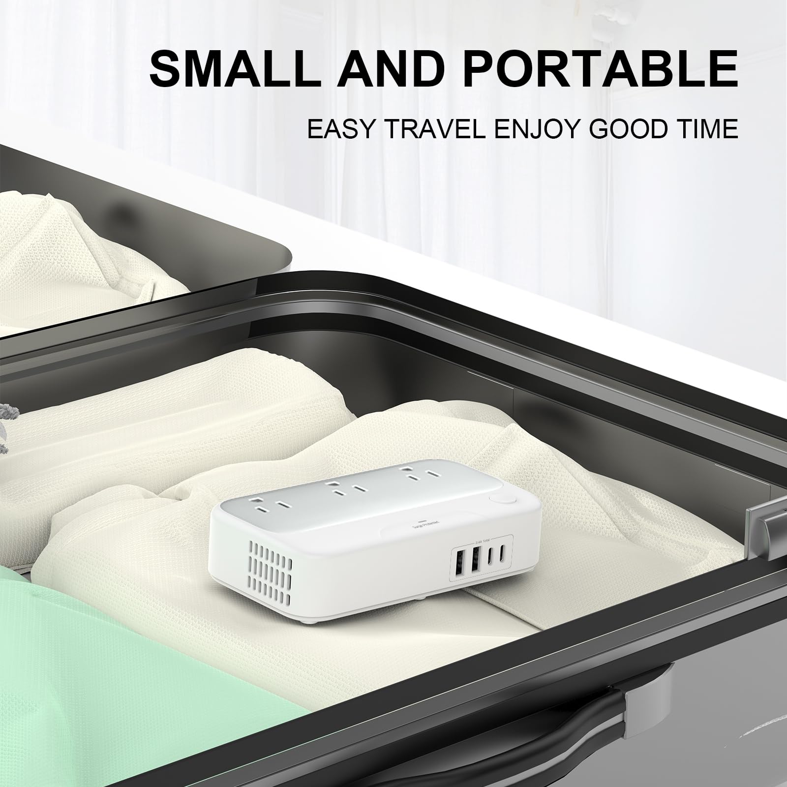 250W Universal Voltage Converter – US to Europe 220V to 110V Travel Power Converter with Worldwide Plug Set (White)