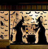 Extra-Large Halloween Window Clings – Reusable Double-Sided Witch & Bat Stickers for Glass, Mirrors & Doors