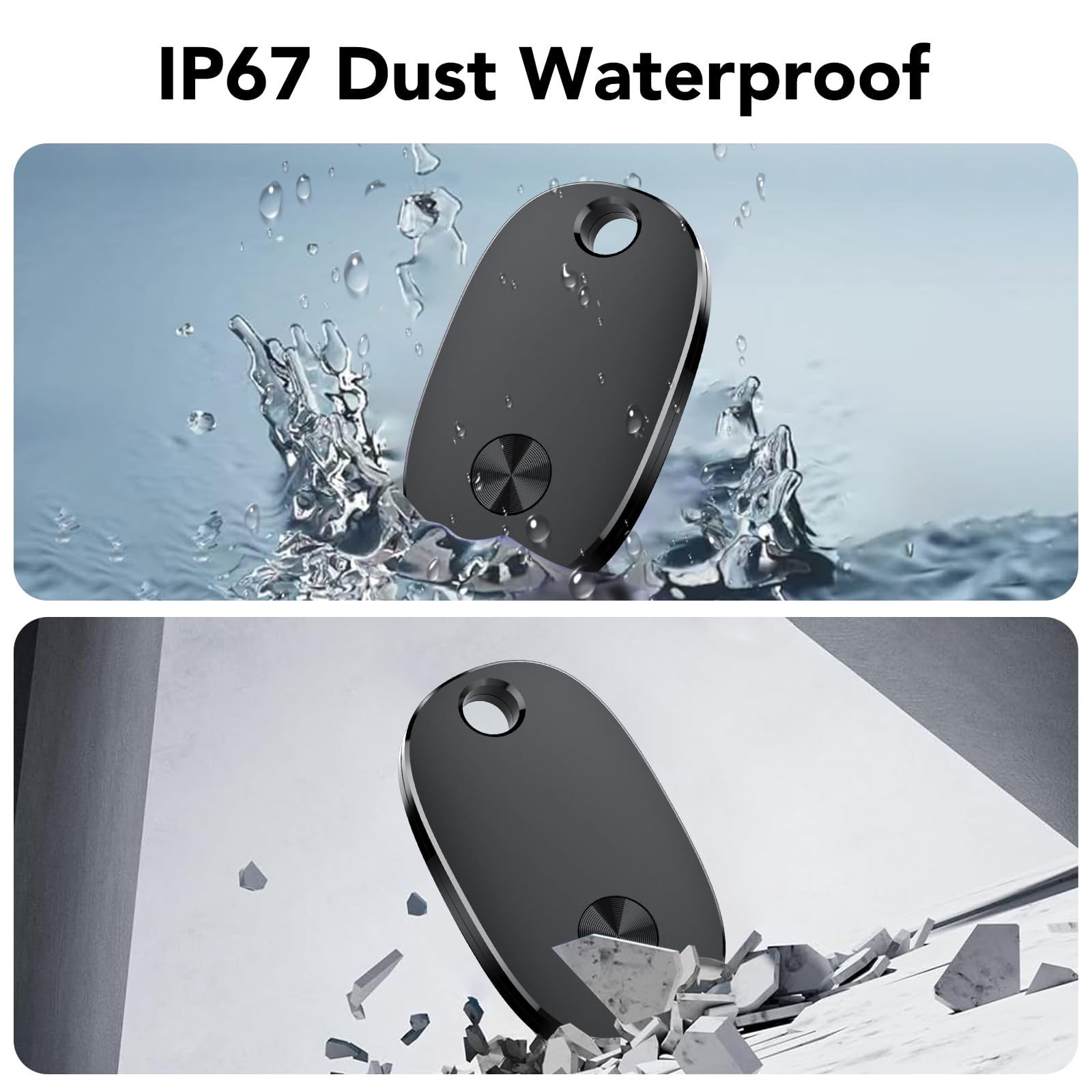 weTag Pro Bluetooth Tracker Tags 4 Pack, Apple Find My Compatible Item Locator with Sound Alert & Waterproof Design – Black