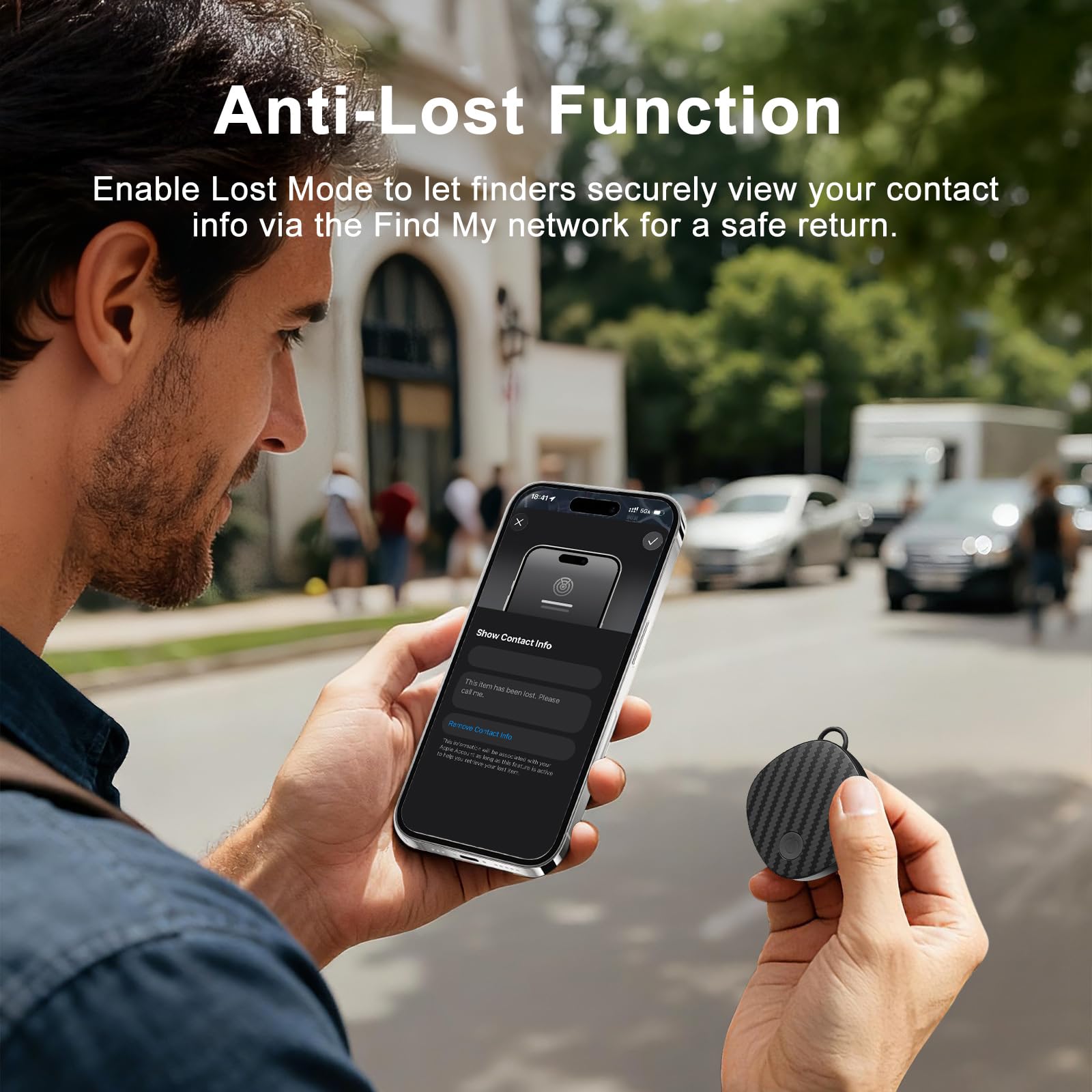 Apple Find My Compatible Bluetooth Tracker Tags 4 Pack with Loud Sound Alert, Water-Resistant Design & Replaceable Battery – Black