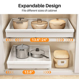 Extra-Wide Pull-Out Cabinet Organizer – Full-Extension 3-Rail No-Drill Slide-Out Drawers (White)