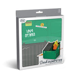 Genuine Fred Desk Dumpster Pencil Holder Funny 3-Compartment Office Organizer with Flame Note Cards