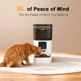 Smart Automatic Pet Feeder with WiFi App Control, 6L Food Storage, Alexa Support, Portion Scheduling, and Voice Meal Call for Cats and Dogs