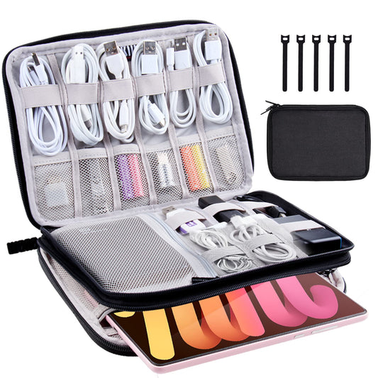 Electronics Cable Organizer Travel Case – Portable Charger & Tech Accessories Storage Bag