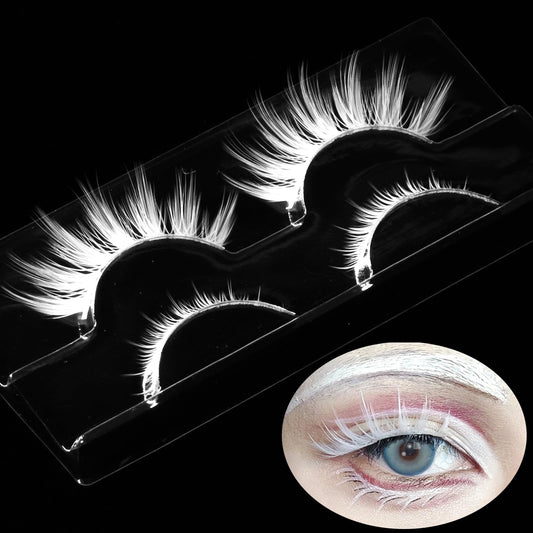 White False Eyelashes – Lightweight Clear Band Lashes for Halloween, Cosplay & Creative Makeup Looks