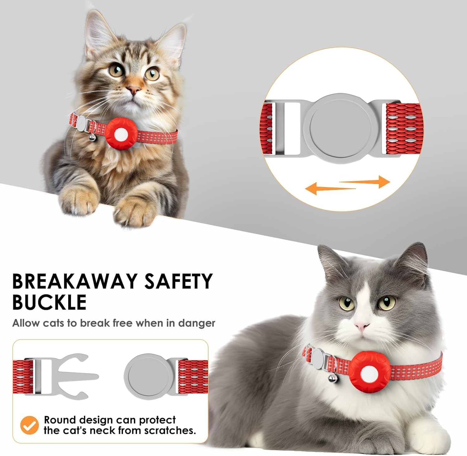 Smart GPS Cat Tracker Collar with Apple Find My Lightweight Adjustable Pet Locator No Monthly Fee