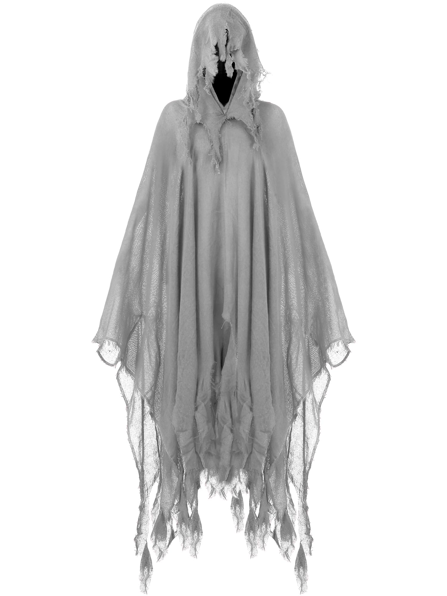 Gray Linen Hooded Cloak – Medieval Ghost Cape for Halloween, Cosplay & Fantasy Roleplay 🕯️🖤