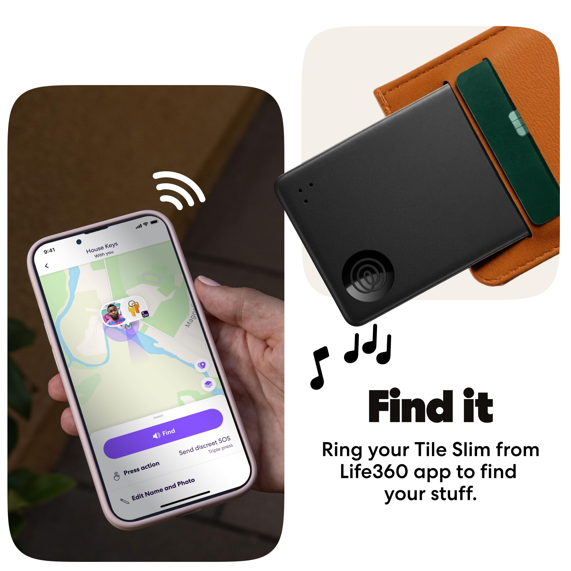 Tile Slim Bluetooth Tracker Card for Wallet, Passport & Luggage, 350 ft Range, SOS Alert, IP68 Waterproof, Life360 Compatible