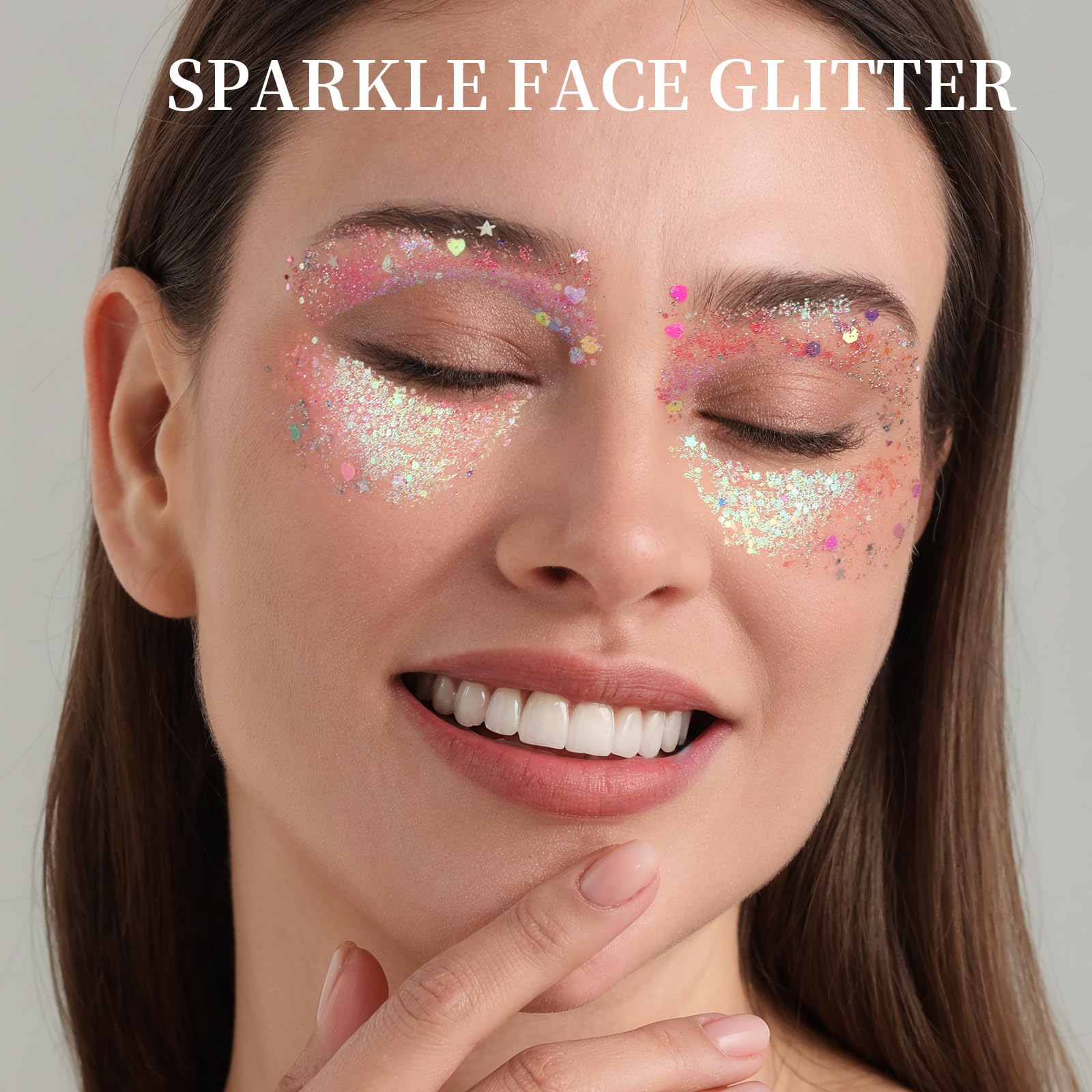 FANDAMEI 18-Color Glitter Gel Palette – No-Glue Body & Face Glitter Makeup for Festivals, Halloween & Parties