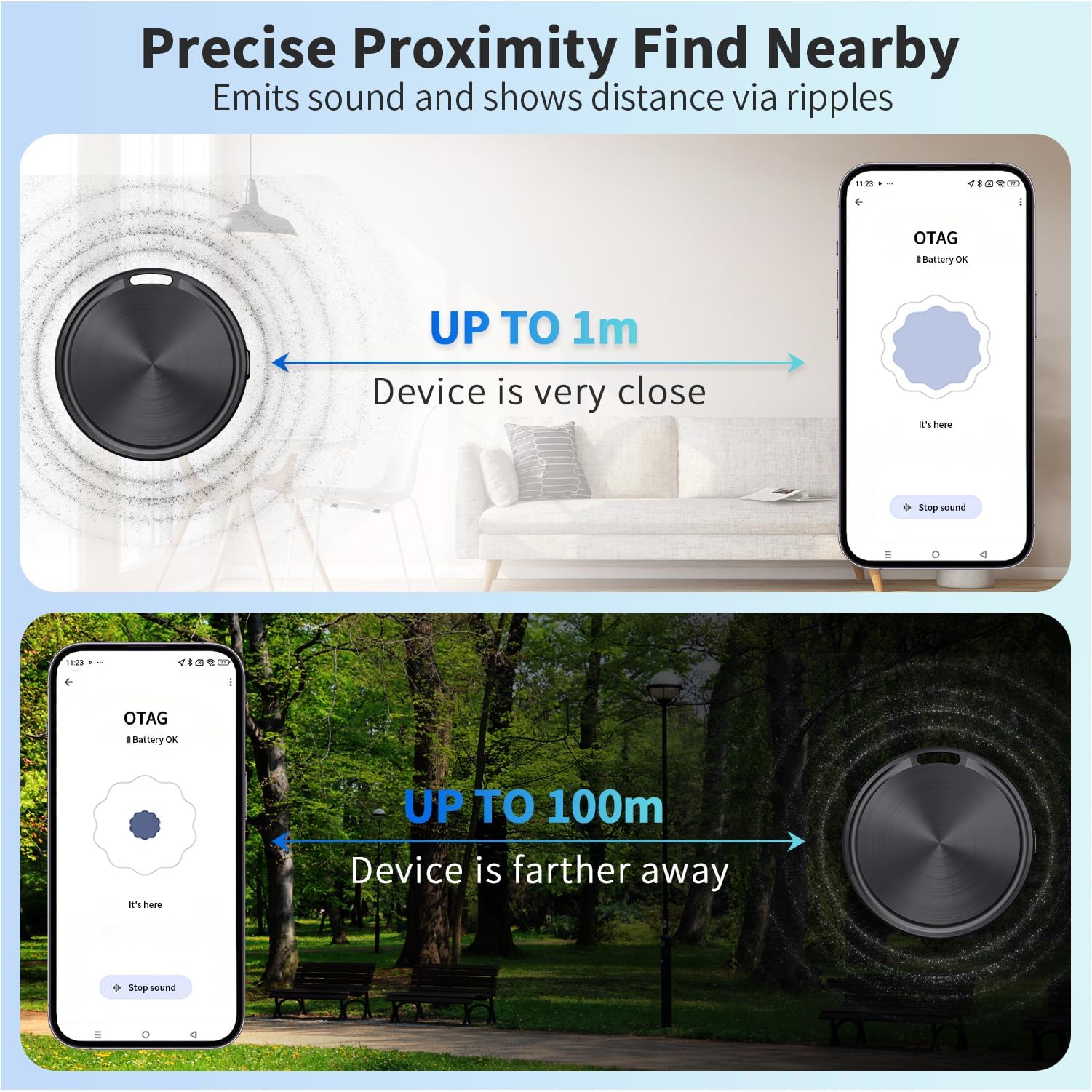 Android Compatible Bluetooth Tracker Tag with Find Hub Support, Loud Sound Alert & Replaceable Battery – Black
