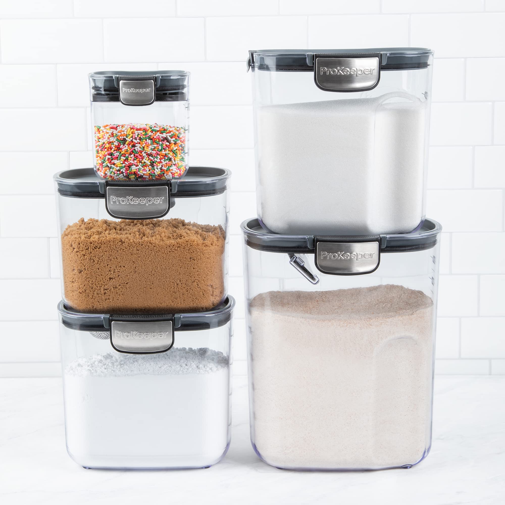 Airtight Baking Storage Container Set – Flour, Sugar & Brown Sugar Keepers with Magnetic Accessories