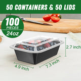 Dealusy 24oz Meal Prep Containers with Lids – 50 Pack Reusable Leakproof Food Containers