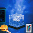 16-Color Ocean Wave Light Projector Cube with Wooden Base – Romantic Crystal Night Light (Ocean Wave Edition)