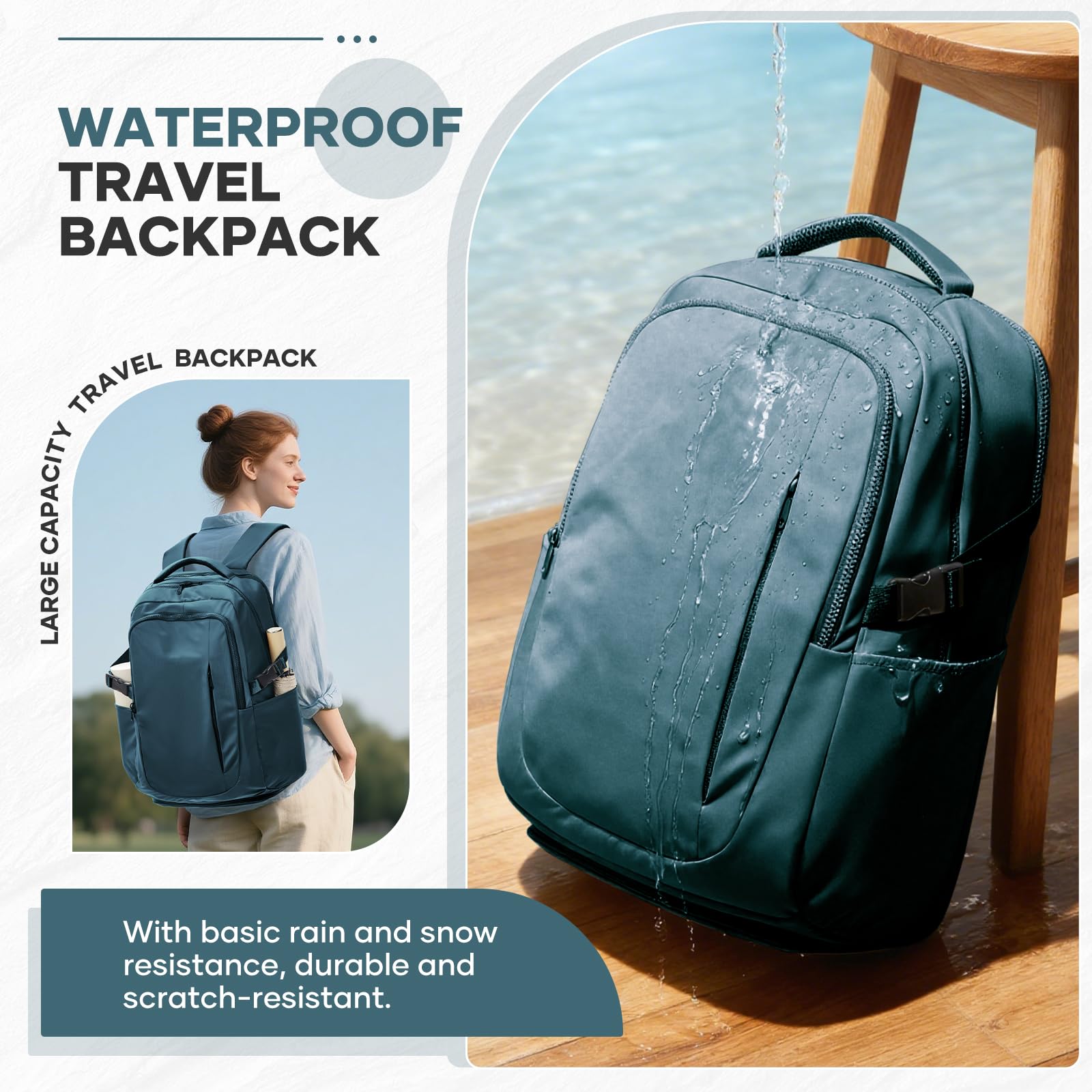 SUWASP Flight-Approved Travel Backpack with Laptop Sleeve & Shoe Storage – Peacock Blue