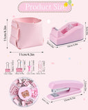 Pink Office Desk Gift Set with Stapler and Pen Case
