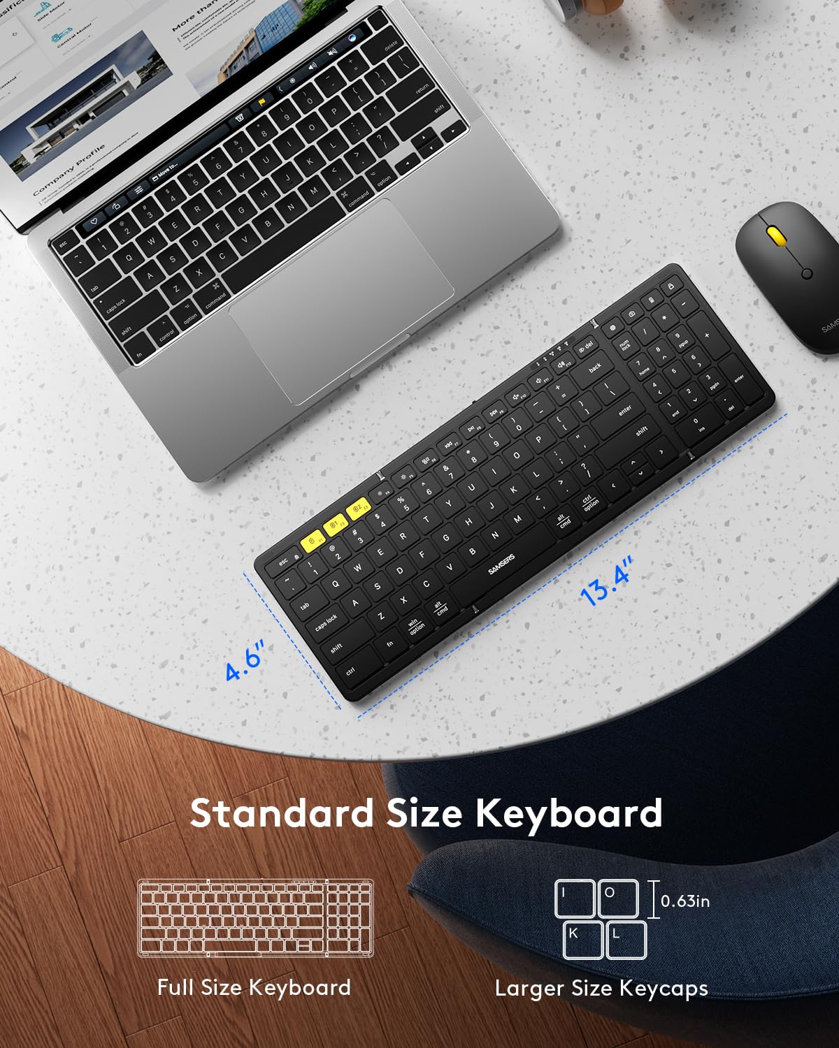 Samsers Foldable Bluetooth Keyboard and Mouse Combo – Portable Wireless Keyboard with Case