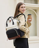 LOVEVOOK Laptop Backpack for Women – 15.6” Large Capacity Waterproof Work, Business & Travel Backpack (Beige-Black)