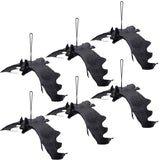 Halloween Hanging Rubber Bats – 6 Pack Realistic Bat Decorations (11-Inch Wingspan)
