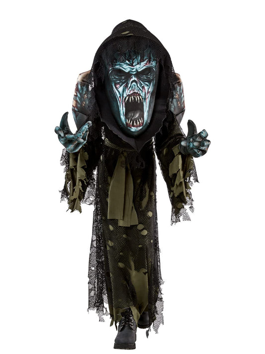 Rubies Kids Zombie Robe Costume – Oversized Mask, Tattered Robe, Gloves & Waist Sash Set 🧟‍♂️💀🎃