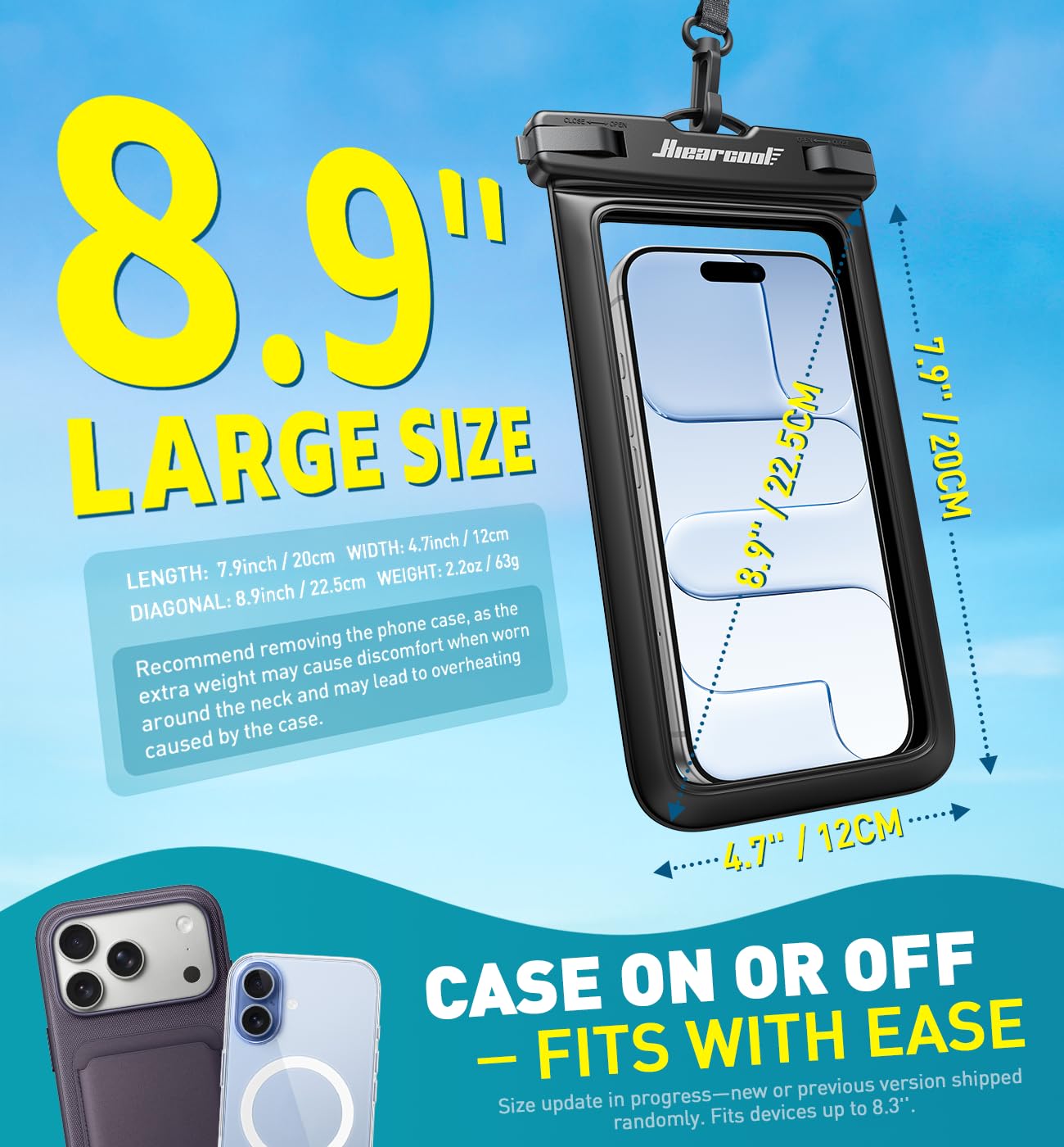 IPX8 Waterproof Phone Pouch (2-Pack) – Universal 8.9" Dry Bag Case for iPhone & Android with Touch Screen Support for Beach, Pool & Cruise Travel