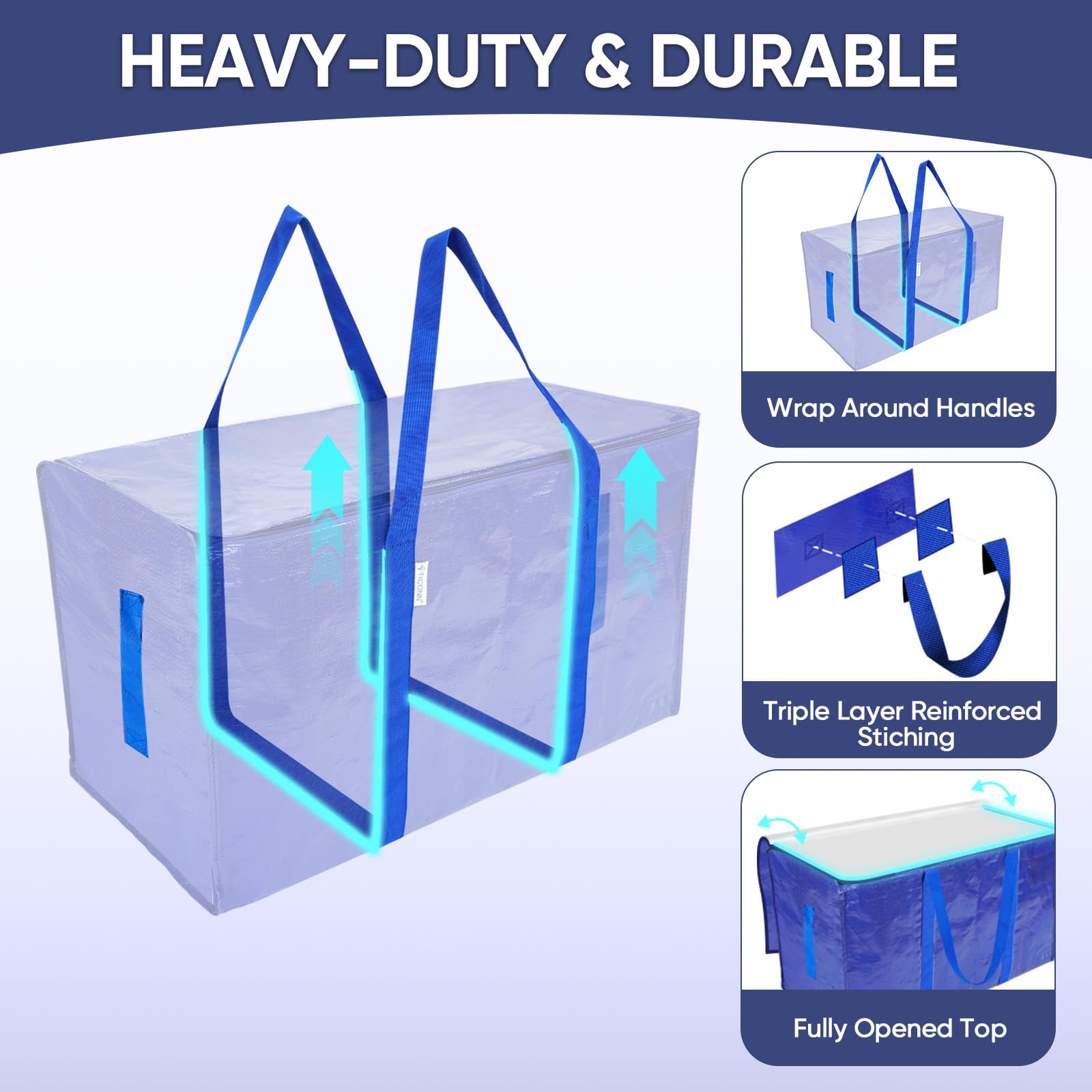 Extra Large Heavy-Duty Storage Moving Bag (24 Gallon) – Waterproof Foldable Organizer with Reinforced Handles