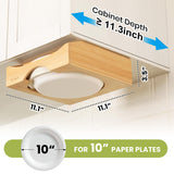 CKIU Bamboo Paper Plate Dispenser – Under Cabinet & Countertop Holder for 10-Inch Plates (Bamboo)