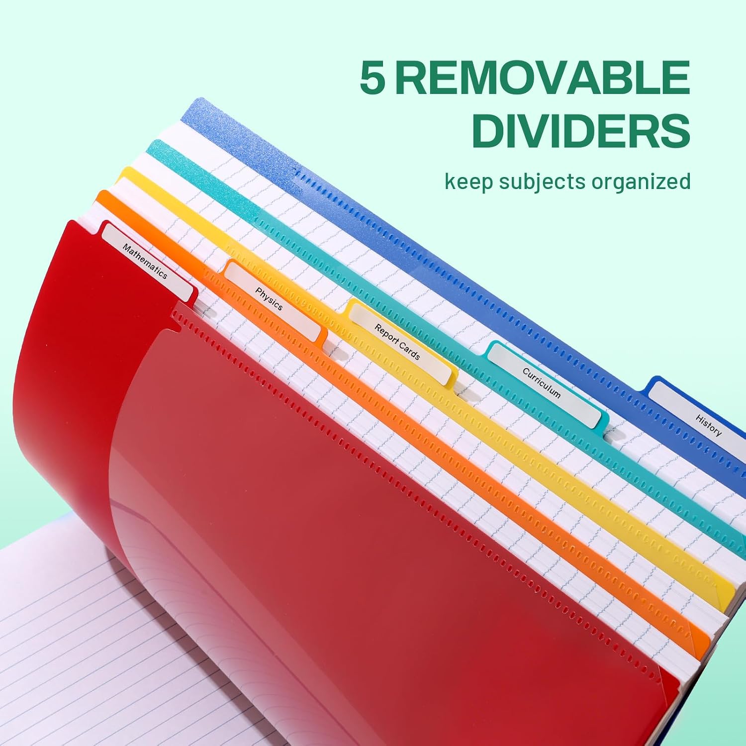 All-in-One Study Notebook with 5 Pocket Dividers, 400 College Ruled Pages and Binder-Ready Sheets