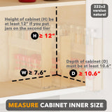 Bamboo Pull-Out Spice Rack Organizer – 2-Tier Vertical Cabinet Storage with 3 Slide-Out Drawers, Natural
