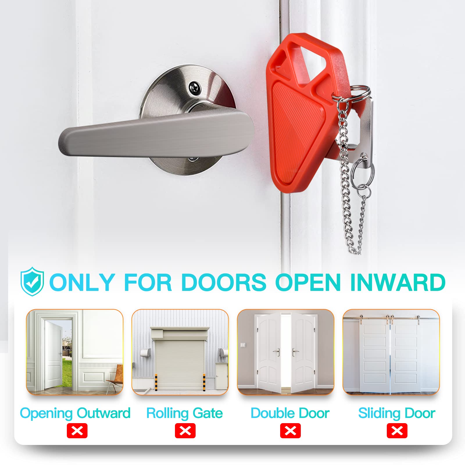 Portable Travel Door Lock (2-Pack) – Inside Door Security Device for Hotels, Apartments & Solo Travelers