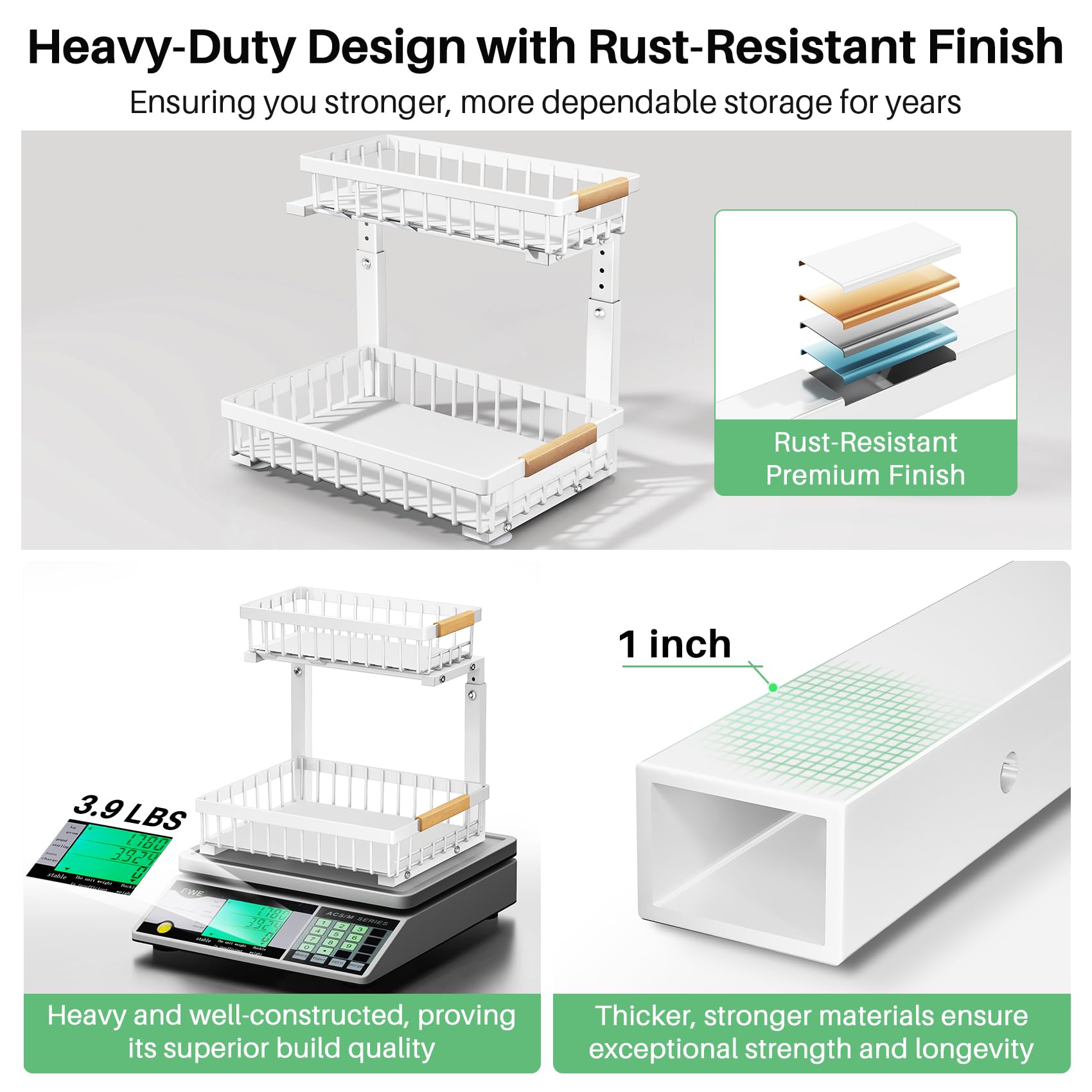 Kitstorack 2-Pack Under-Sink Pull-Out Organizer – Adjustable Height 2-Tier Sliding Cabinet Storage