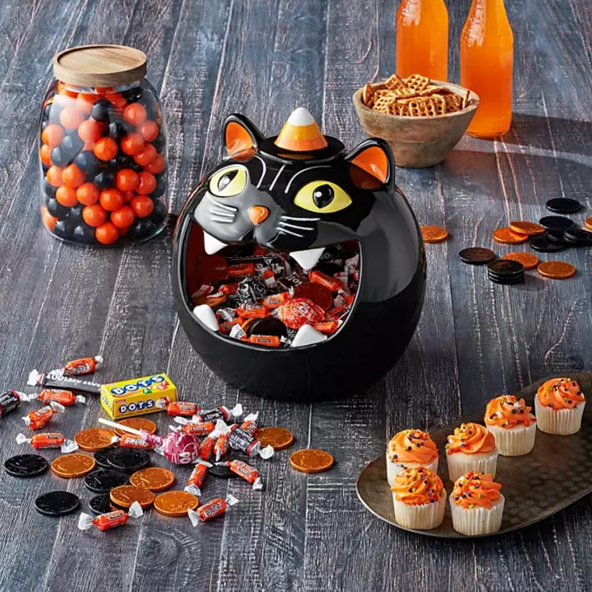 Member’s Mark Ceramic Halloween Candy Bowl – Black Cat Party Decoration (Trick-or-Treat Bowl)
