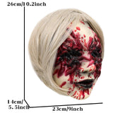 Scary Demon Woman Mask – White Horror Halloween Mask with Silver Hair & Bloody Eye Worm Design (Adult Size)