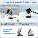 3-in-1 Foldable Magnetic Wireless Charging Station – Fast MagSafe Charger Stand for iPhone, Apple Watch & AirPods Portable Charging Dock
