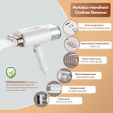 Dual Voltage Professional Handheld Garment Steamer 1200W Foldable Travel Wrinkle Remover with 360° Leak-Proof System