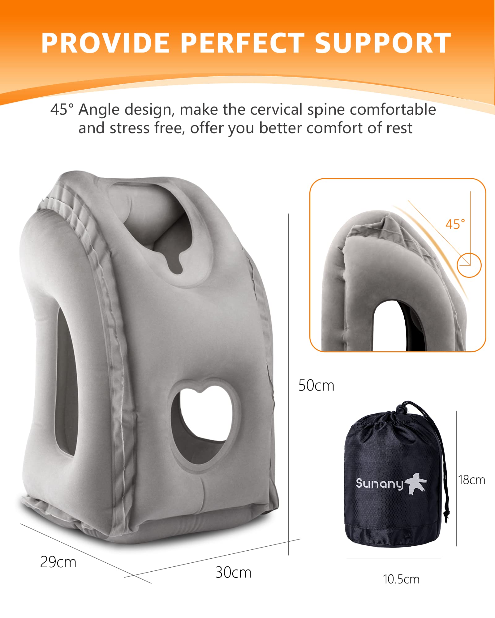 Inflatable Travel Neck Pillow with Eye Mask & Earplugs – Compact Airplane Pillow for Comfortable Flights & Travel Sleep