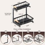 ADBIU Black Adjustable Under Sink Organizer – 2-Tier Pull-Out Cabinet Storage with Expandable Height (2 Pack)