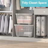 Large Clear Storage Bin with Lid – 72QT / 68L Stackable & Nestable Storage Box