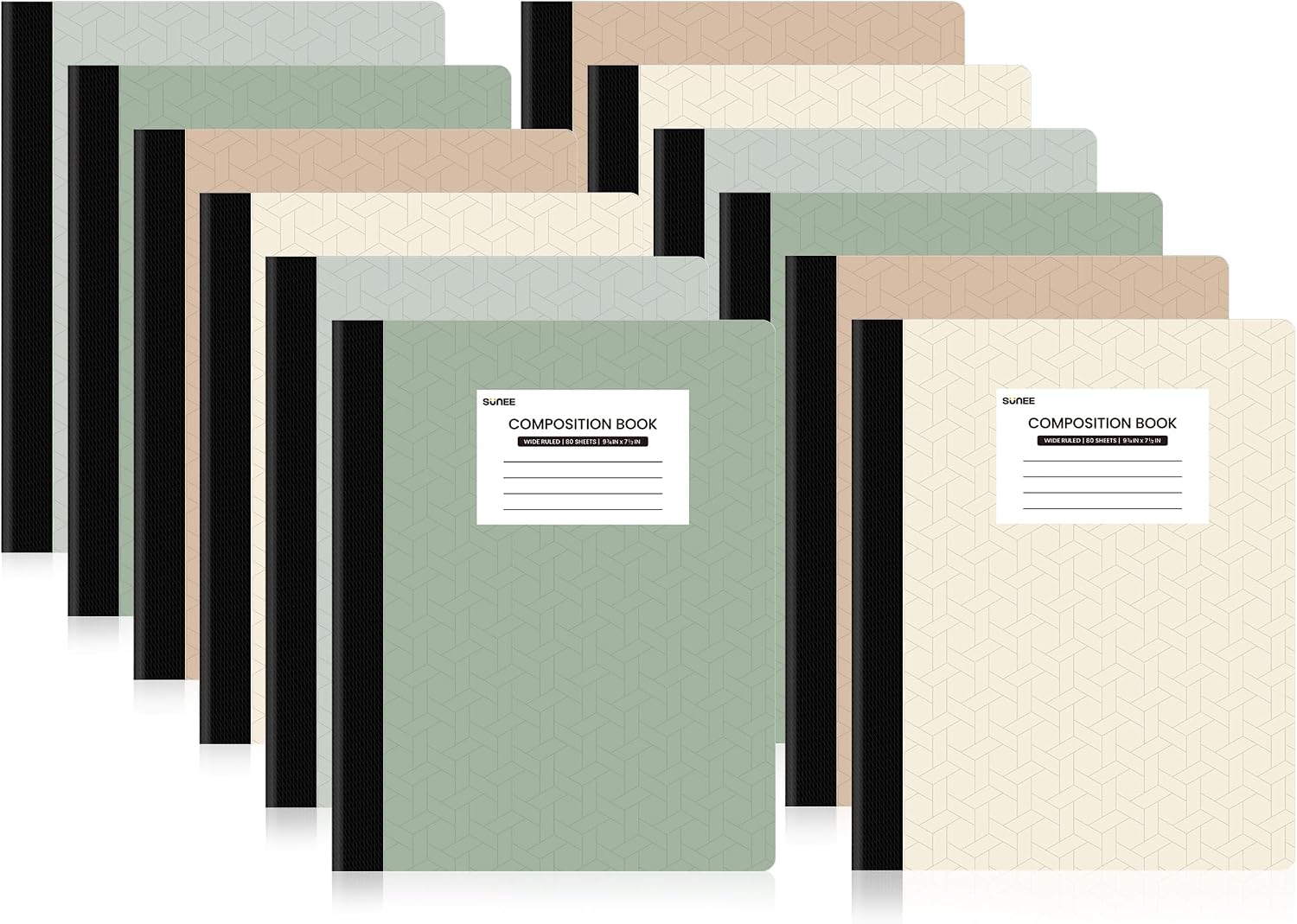 4-Pack Wide Ruled Composition Notebooks with 160 Pages and Durable Sewn Binding