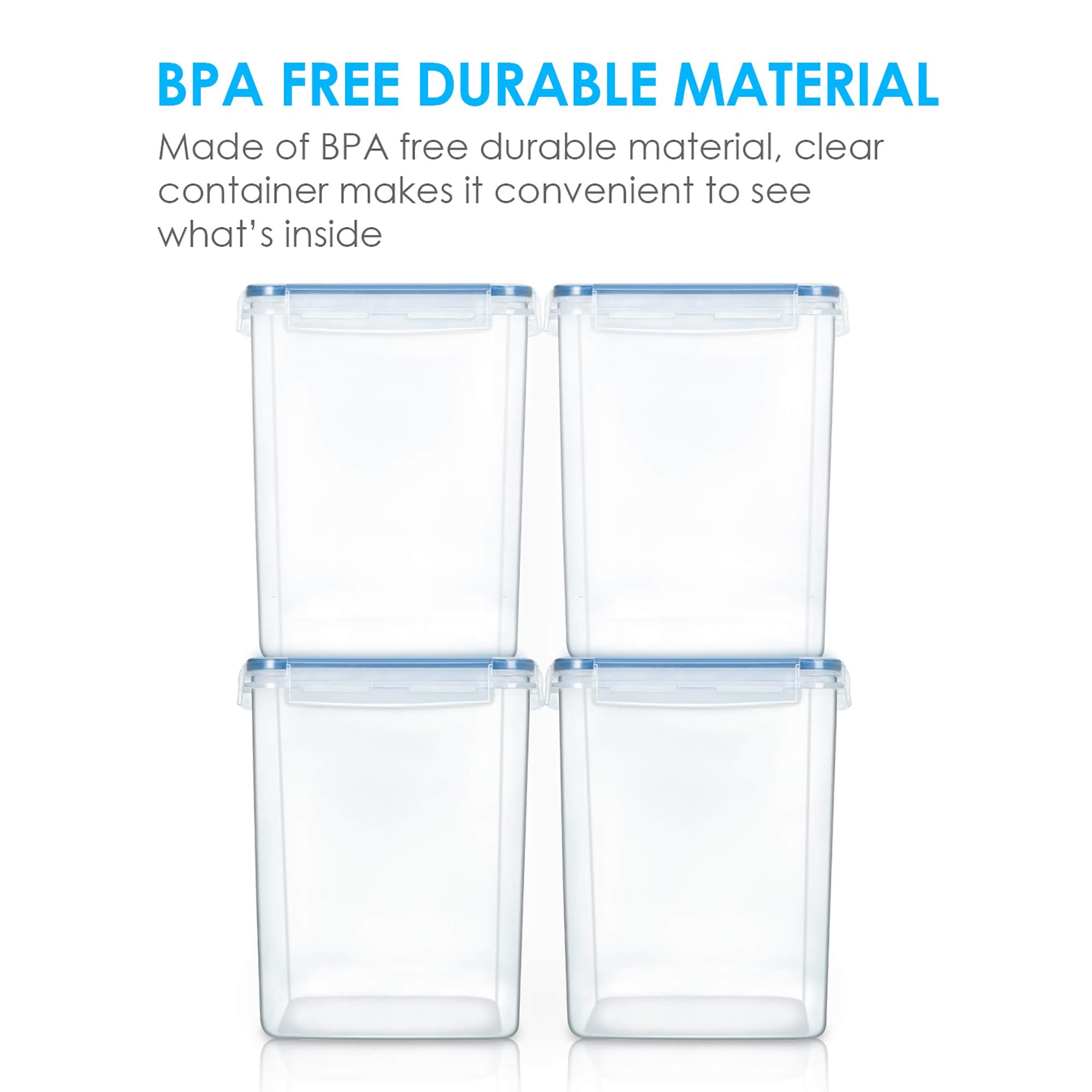 4-Piece Airtight Pantry Food Storage Container Set with Measuring Cups & Labels – Large 5.2L Dry Food Canisters