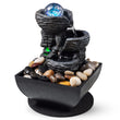 Modern Black Tabletop Water Fountain with LED Crystal Ball – Compact Indoor Zen Decor