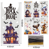 CCINEE 180pcs Halloween Cellophane Treat Bags, Plastic Clear Cookie Candy Bags Bulk with 210pcs Twist Ties Pumpkin Ghost Snack Bag for Halloween Trick Or Treat Party Favors