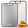 Double-Sided Pure Titanium Cutting Board with Juice Groove & Garlic Grinder – 16×11 in