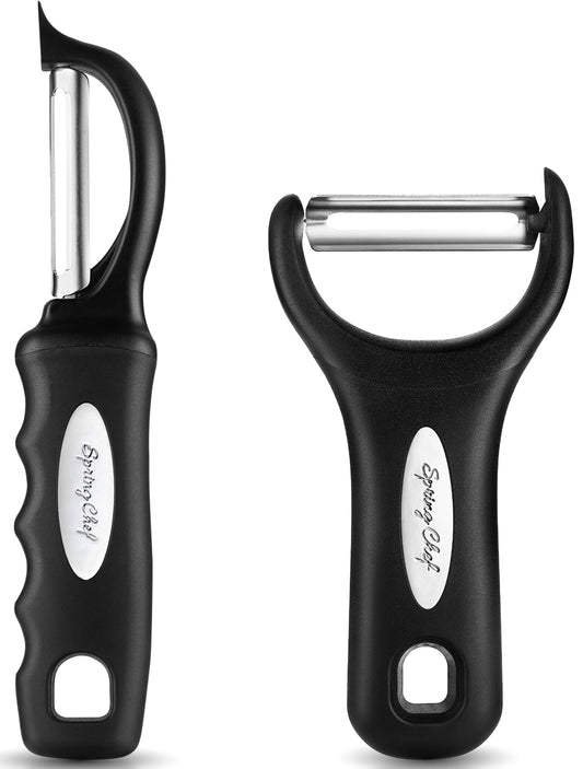 2-Piece Professional Vegetable Peeler Set – Swivel Peeler & Y Peeler with Soft-Grip Handles