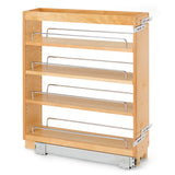 Slim 5-Inch Pull-Out Kitchen Cabinet Organizer – Maple Slide-Out Pantry Rack with Adjustable Shelves