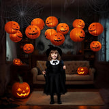 Floating Jack-O’-Lantern Halloween Lights – 12 Paper Pumpkins with 24 LED Tea Lights & Remote Control (Spooky Floating Decor)