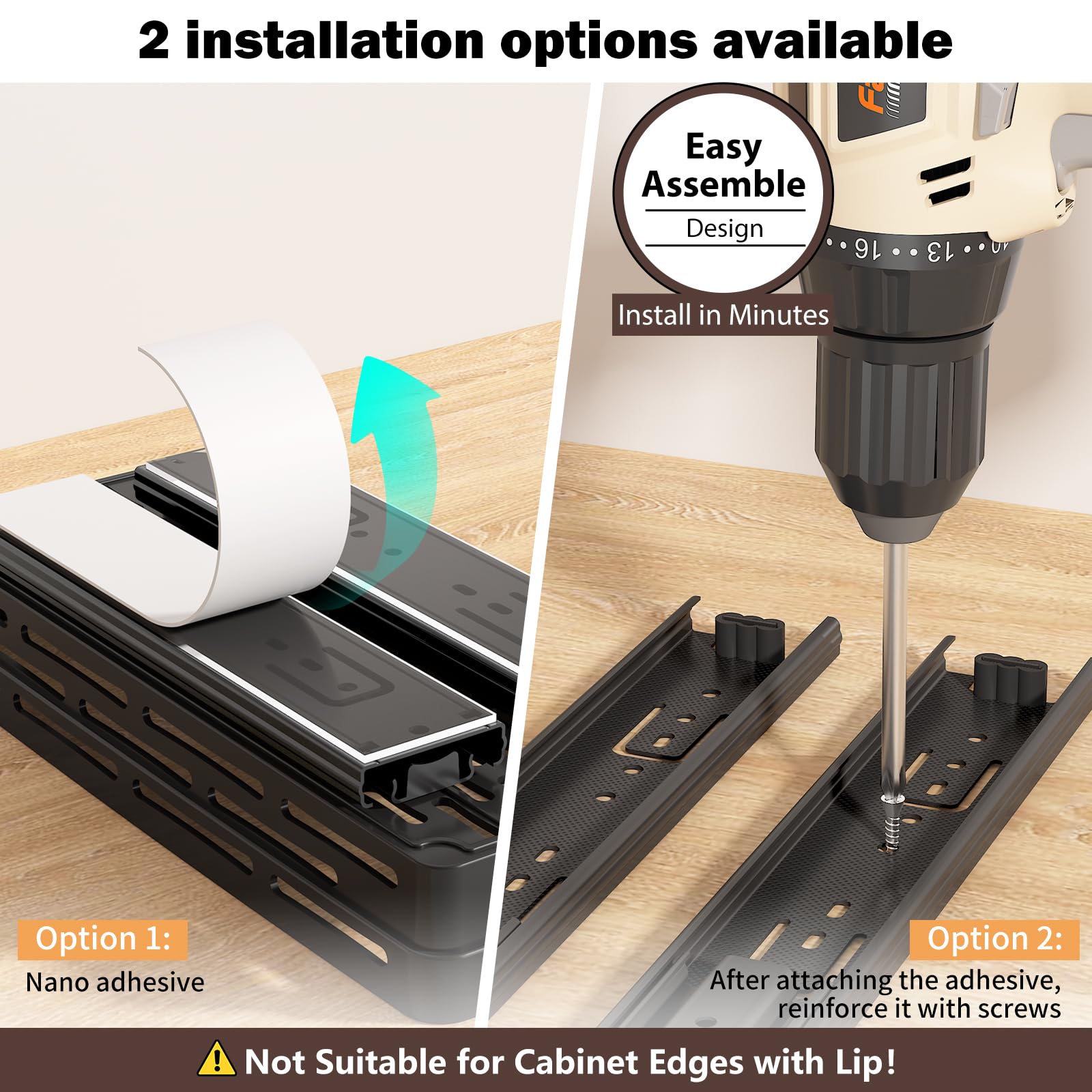 Slim Pull-Out Spice Rack Organizer – 3-Pack Slide-Out Cabinet Storage for Narrow Spaces (Black)