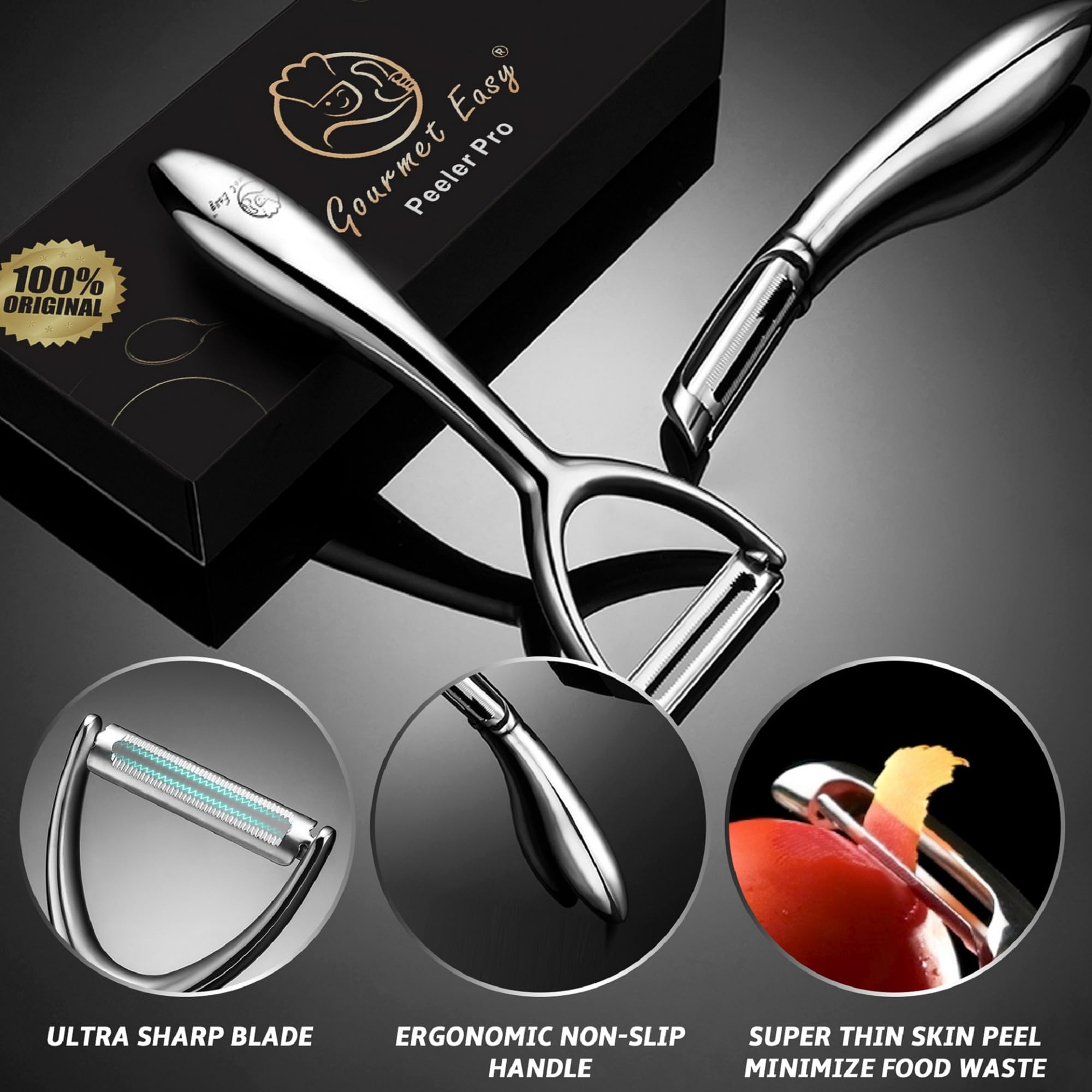 Professional Stainless Steel I-Peeler – Serrated Blade, Ergonomic Grip & Multi-Purpose Kitchen Tool